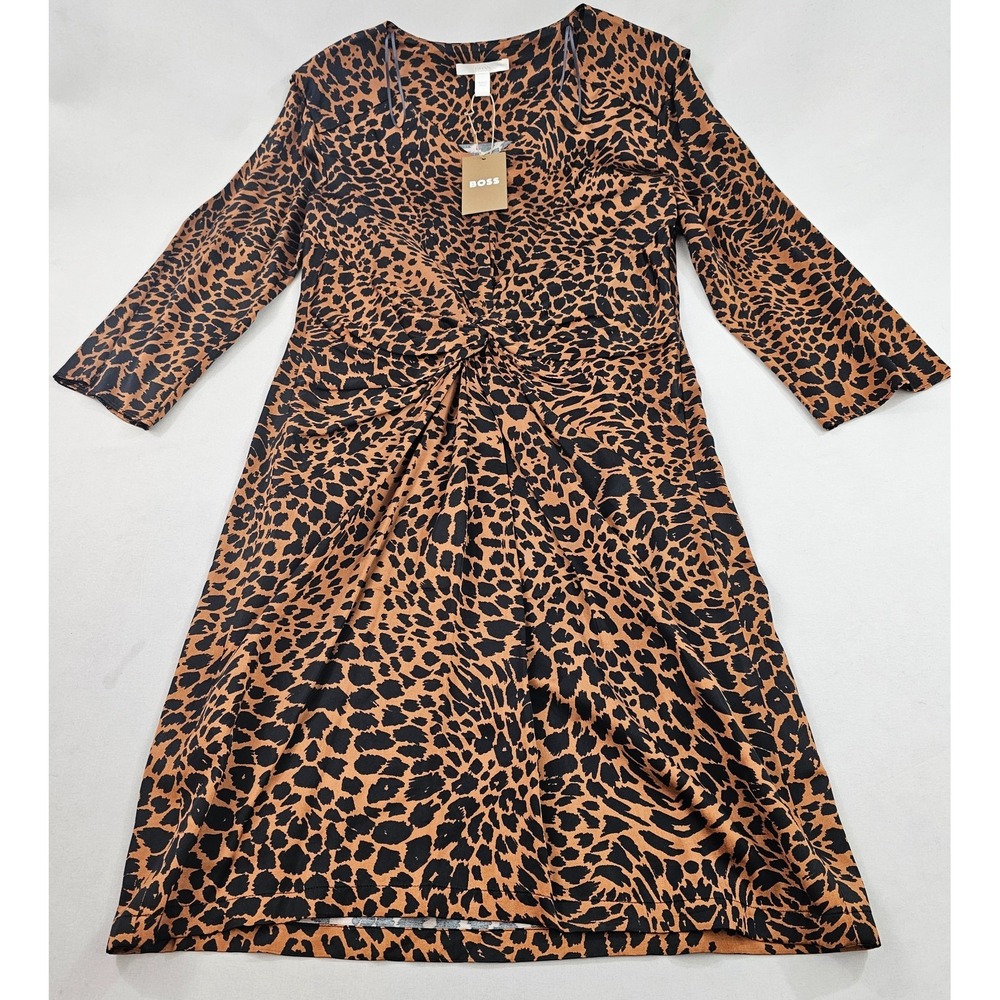 Hugo Boss dress sz 6 US leopard brown black 10239803 01 979 zip C_Denot